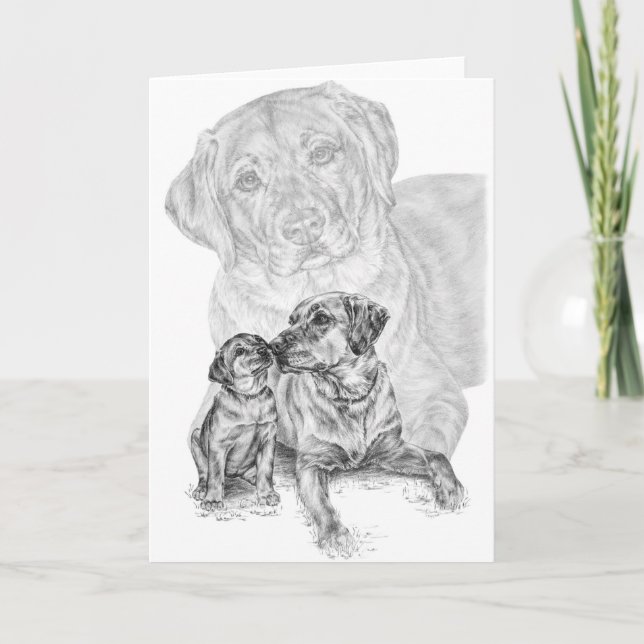 Carte Dessin Lab Dog & Puppy par Kelli Swan (Devant)