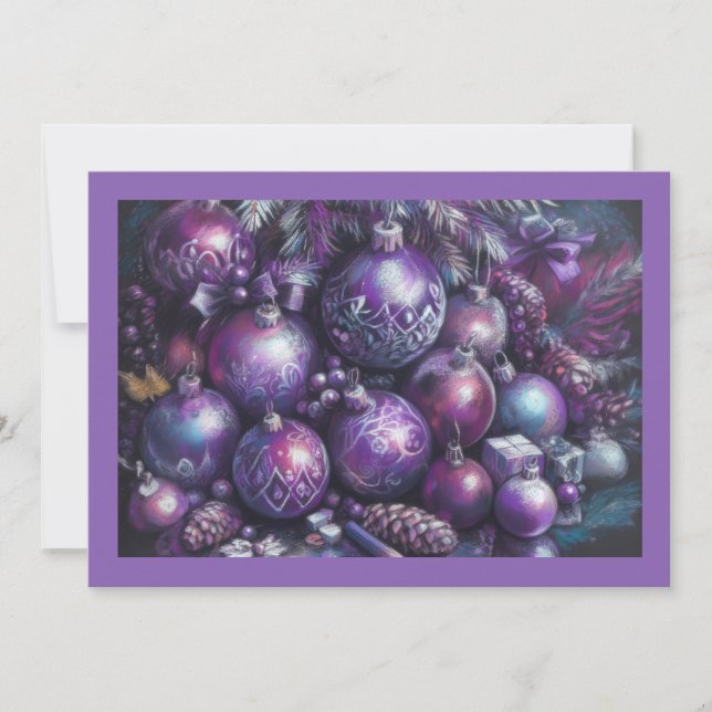 Carte Dessin Pastel Dessin Noël Motif Vacances Purple (Devant)
