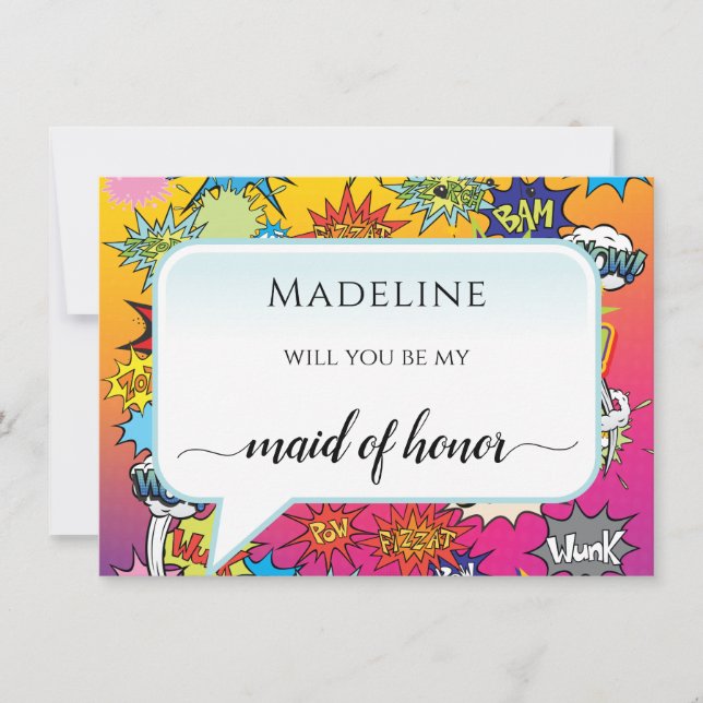 Carte Dessin Pop 💥 🎨 Mariage Graffiti Maid of Honor (Devant)