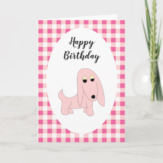 Carte Dessin rose chien Pretty Poch anniversaire rose