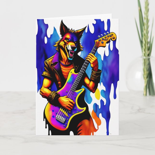 Carte Dessin Werewolf Musicien Halloween (Devant)
