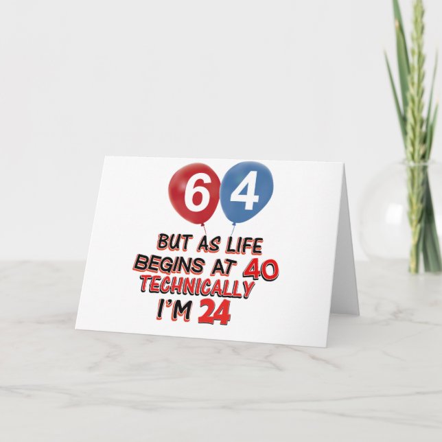 Carte dessins amusants pour 64e anniversaire (Devant)