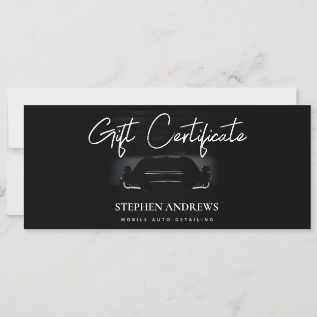 Carte Détail automatique Certificat cadeau de nettoyage (Dos)