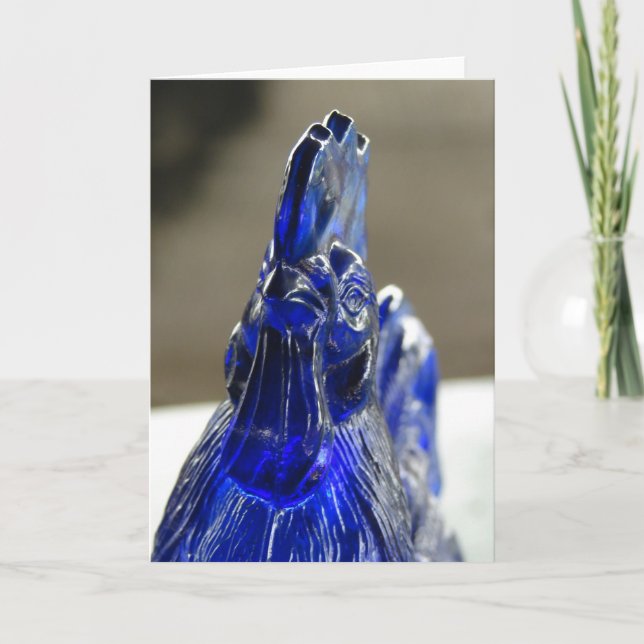 Carte Détail du visage du coq de verre bleu (Devant)