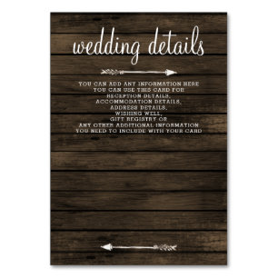 carte détail rustique florale en bois de mariage