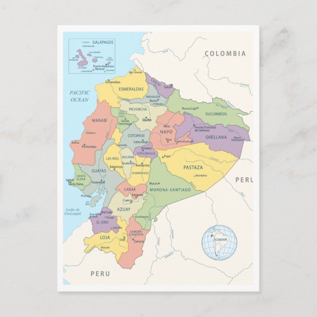 Carte détaillée de l'Equateur (Devant)