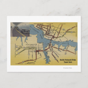 Carte détaillée du tunnel du pont Norfolk-Portsmou