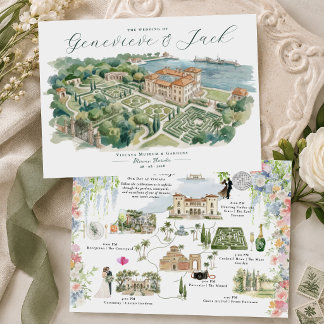Carte Détails de l'itinéraire de mariage illustré dans u