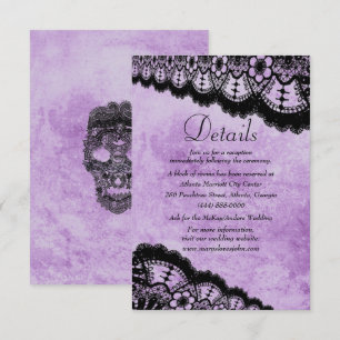 Carte Détails de mariage en dentelle noire de grunge vio