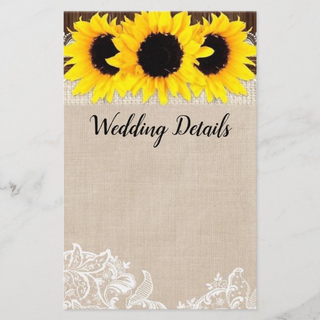 Carte Détails du Burlap Sunflower (Devant)