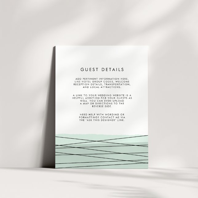 Carte Détails du client du Mariage de ligne | Mer (Créateur téléchargé)