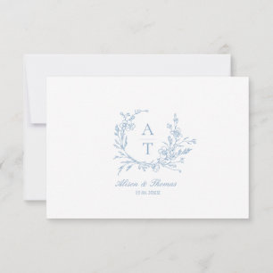 Carte Détails du Fleur sauvage de script bleu