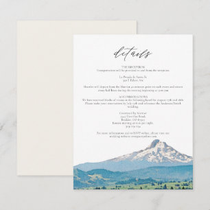 Carte Détails du Mariage d'aquarelle MOUNT HOOD