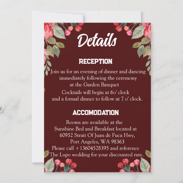 Carte Détails du Mariage de l'écriture (Devant)
