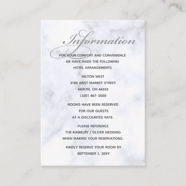 Carte Détails du Mariage de marbre (Devant)