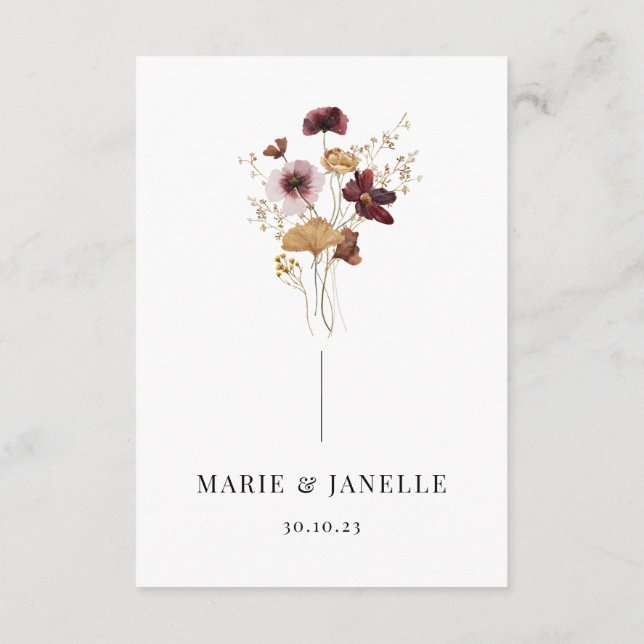 Carte Détails du Mariage Fleur sauvage (Dos)