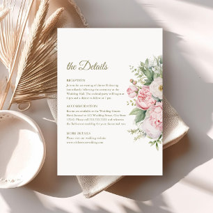 Carte Détails du Mariage floral Pale Peach et Blus