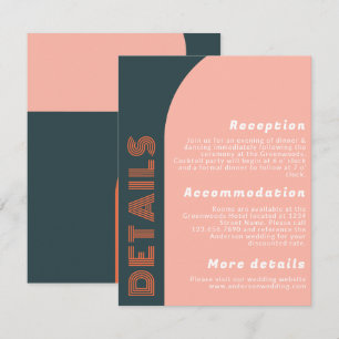 Carte Détails du Mariage rétro Arch super   Pêche orange