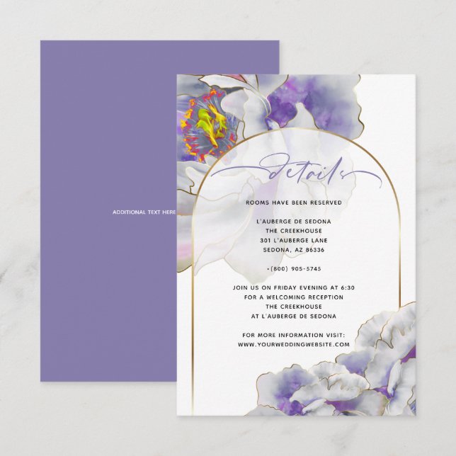 Carte Détails Floral Exotique Violet (Devant / Derrière)