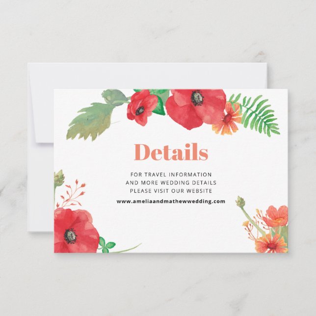 Carte Détails/informations sur le Mariage des fleurs de  (Devant)