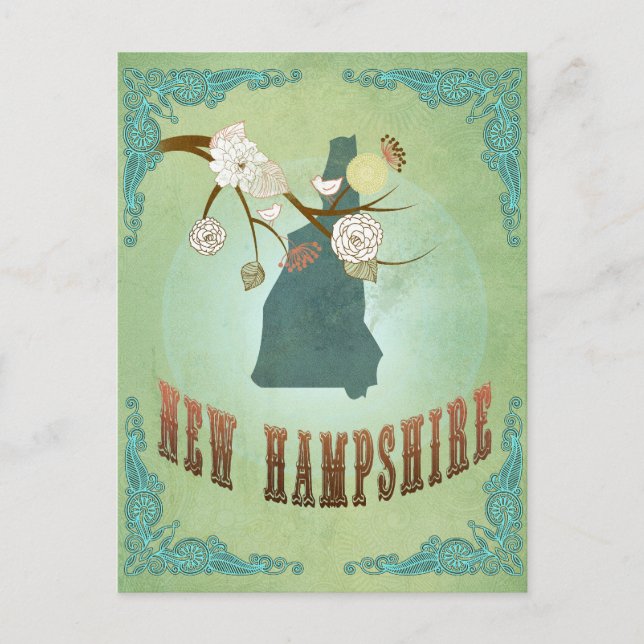 Carte d'état du New Hampshire - Vert (Devant)