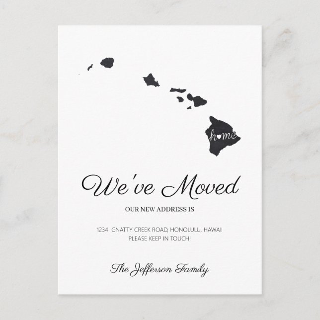 Carte d'état Hawaii Chalkboard Moving Postcard (Devant)