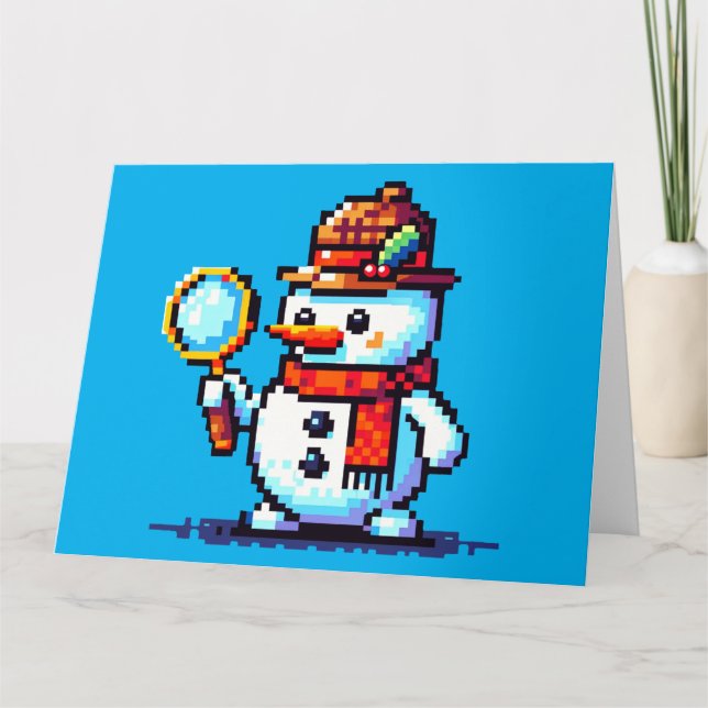 Carte Détective Bonhomme de neige - Pixel Art drôle Myst (Devant)