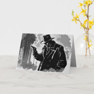 Carte Détective urbain grinçant de style BD noir et blan