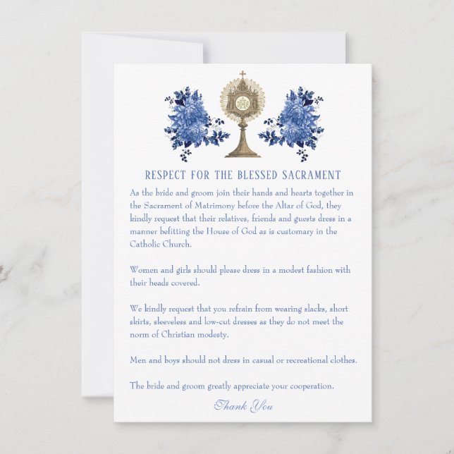 Carte d'étiquette Mariage catholique (Devant)
