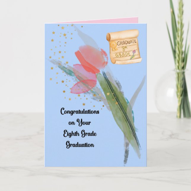 Carte d'études de 8e année avec tulipe (Devant)