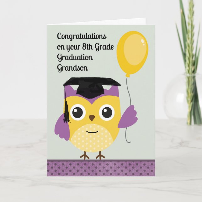 Carte d'études de 8e année pour Grand-fils avec hi (Devant)