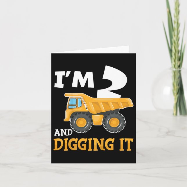 Carte Deux 2ans 2e anniversaire Construction Garçon 2 an (Devant)