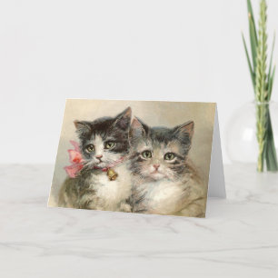 Carte Deux adorables chatons victoriens.