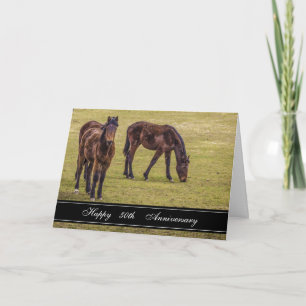 Carte Deux anniversaire de chevaux cinquantième