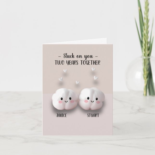 Carte deux ans ensemble 2e anniversaire mariage - cotto (Devant)