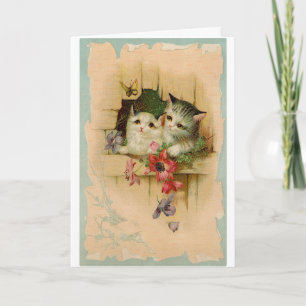 Carte Deux chatons mignons vintages
