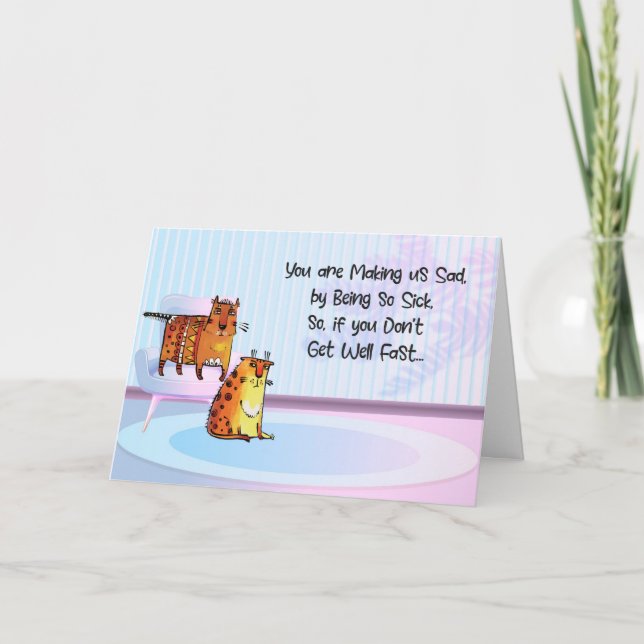 Carte Deux chats comiques tristes, parce que l'enfant es (Devant)