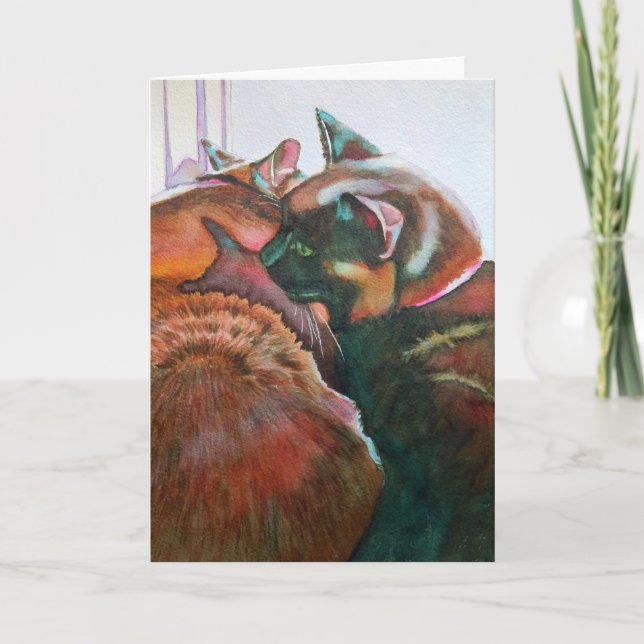 Carte Deux chats noirs sur le rebord de la fenêtre (Devant)