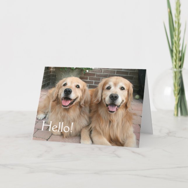 Carte Deux Chiens d'or hors de la pensée de vous (Devant)