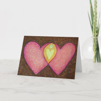 Carte Deux Coeurs Roses