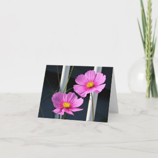 Carte Deux Cosmos roses à travers la rampe