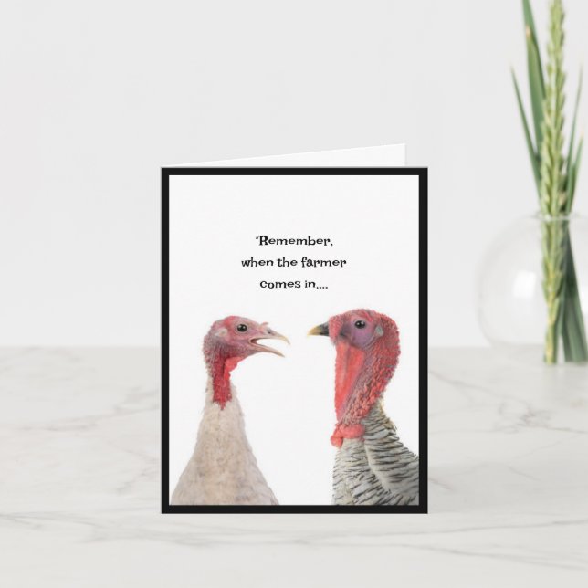 Carte Deux dindes pensant Thanksgiving (Devant)