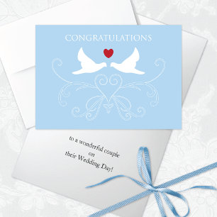 Carte Deux Doves Red Heart Mariage