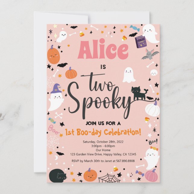 Carte Deux Éffrayantes Fille 2e fête d'Halloween (Devant)