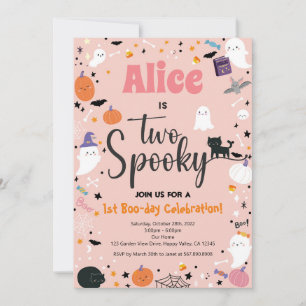 Carte Deux Éffrayantes Fille 2e fête d'Halloween