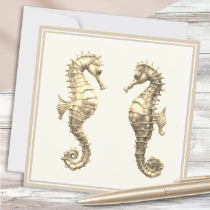 Carte Deux hippocampes dorés Elégant Mer Océan Faune