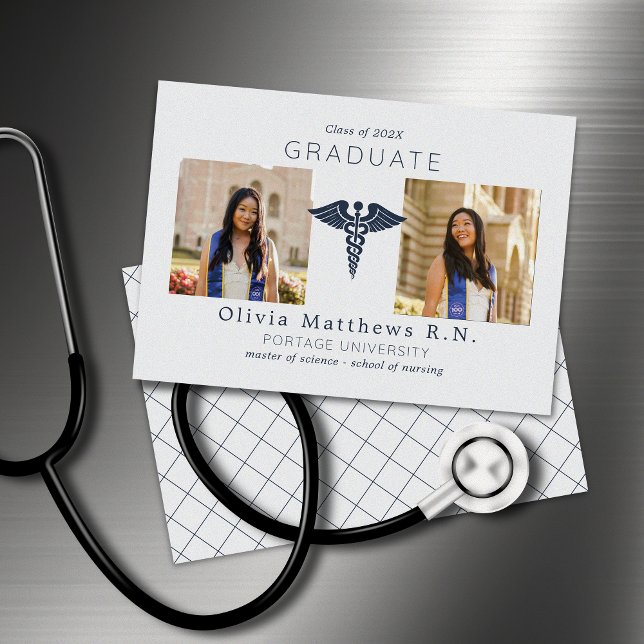 Carte Deux insignes de la marine gris-infirmière photo (Créateur téléchargé)