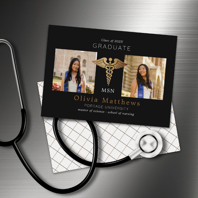 Carte Deux Insignes de soins infirmiers MSN Black Gold (Créateur téléchargé)