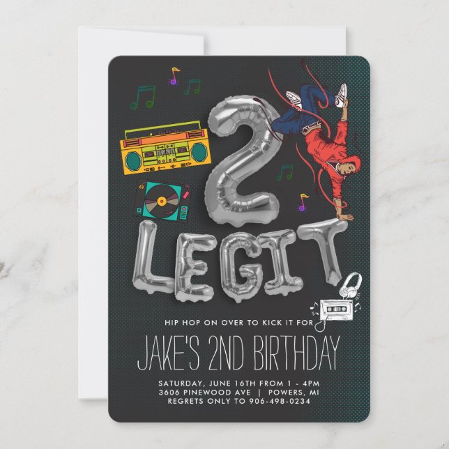 Carte Deux Legit to Quit Fête d’anniversaire des Hip hop (Devant)