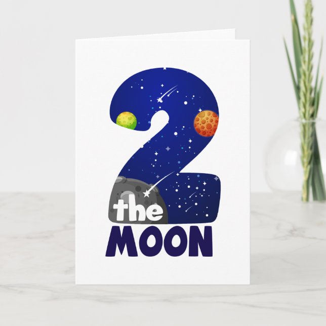 Carte DEUX LUNE 2e anniversaire Toddler Space Anniversai (Devant)